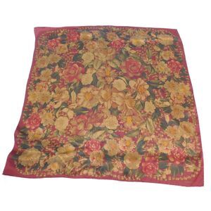 AUTHENTIC Vintage Chanel Red Floral Print Silk Scarf 34"x34"